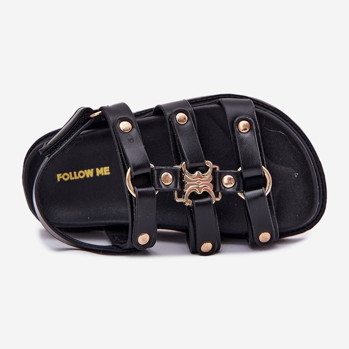 Tyttöjen sandaalit, joissa on kultainen yksityiskohta musta 2