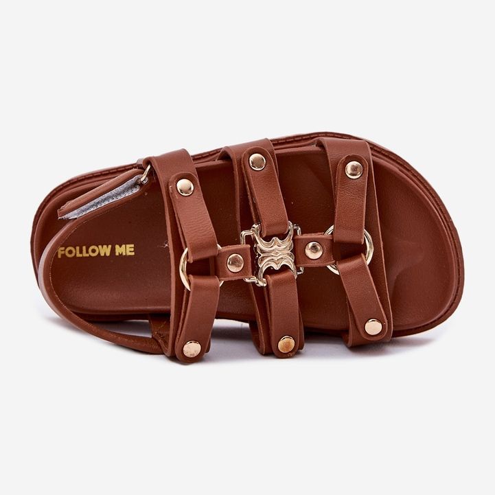 Tyttöjen sandaalit, joissa on kultainen yksityiskohta ruskea 2