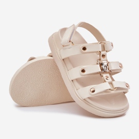 Tyttöjen sandaalit, joissa on kultainen yksityiskohta beige 3