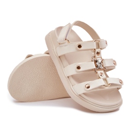 Tyttöjen sandaalit, joissa on kultainen yksityiskohta beige 6