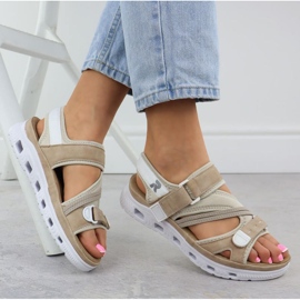 Naisten sandaalit Rieker 64064-31 beige vaaleanpunainen 7