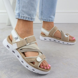 Naisten sandaalit Rieker 64064-31 beige vaaleanpunainen 8