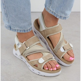 Naisten sandaalit Rieker 64064-31 beige vaaleanpunainen 9