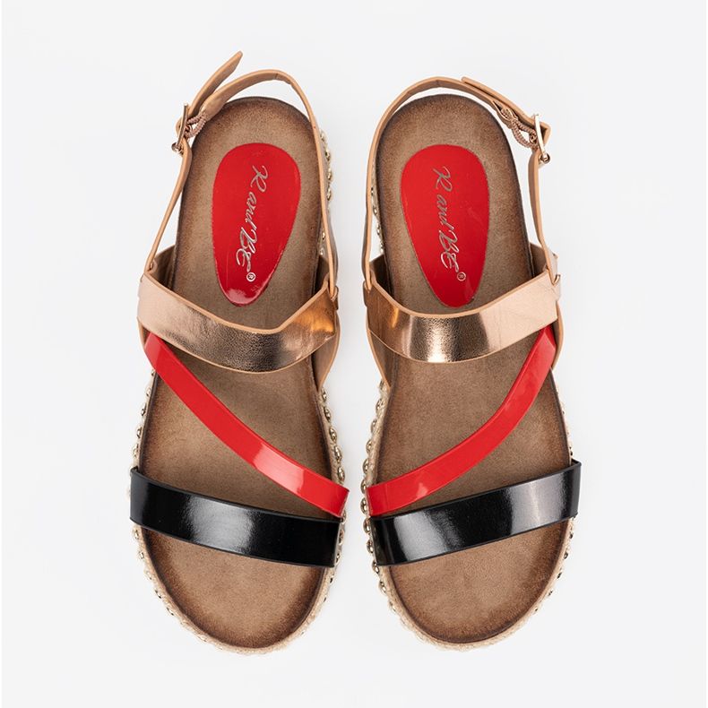 Naisten sandaalit koristeltu pohja kultainen 2