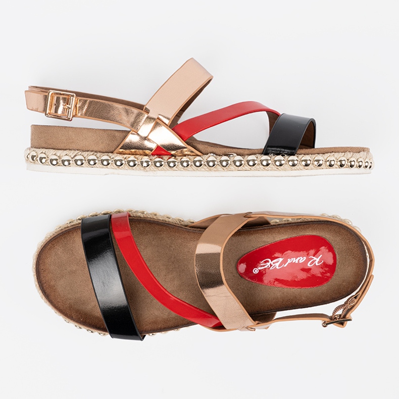 Naisten sandaalit koristeltu pohja kultainen 1