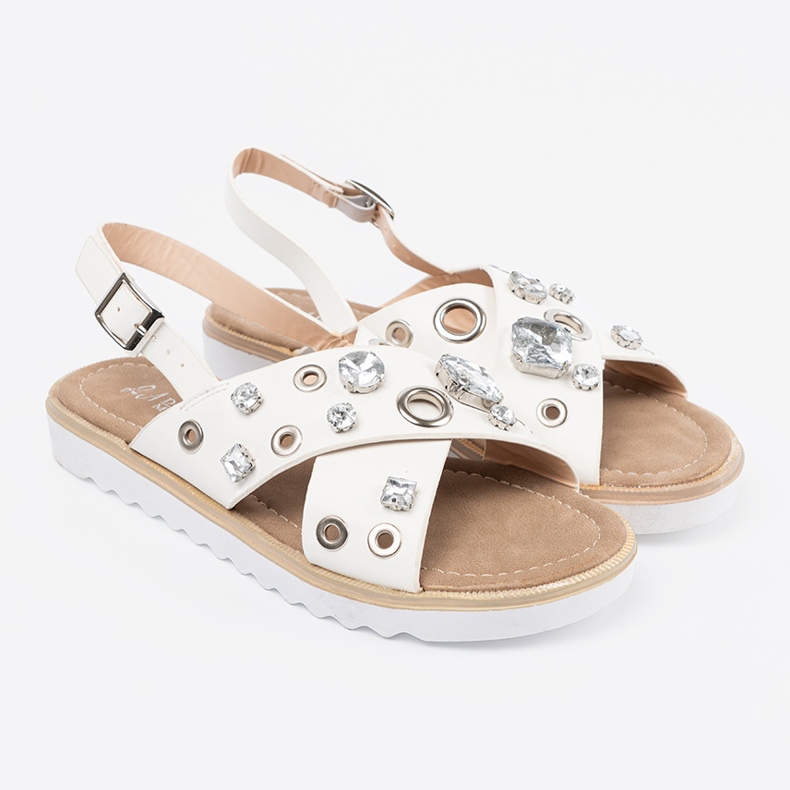 Shelvt Valkoiset sandaalit koristeellisilla nastalla valkoinen 1