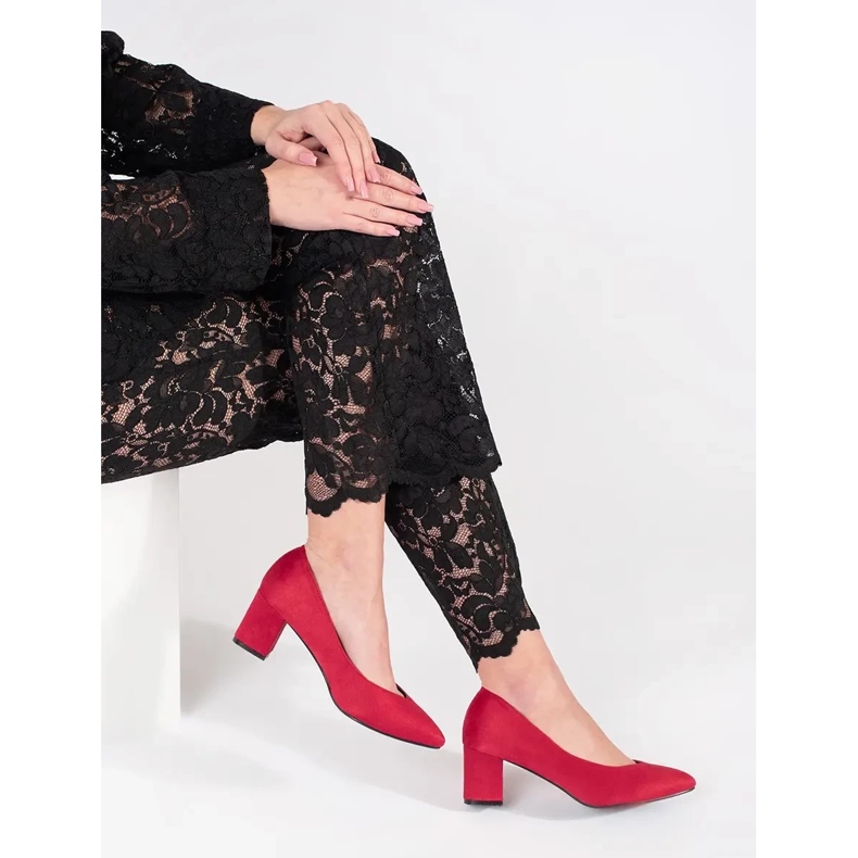 Goodin Punaiset mokkanahkaiset naisten pumput punainen 2