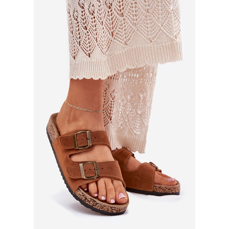 Mokka -flip flops korkin pohjassa kamelin soljilla ruskea 1