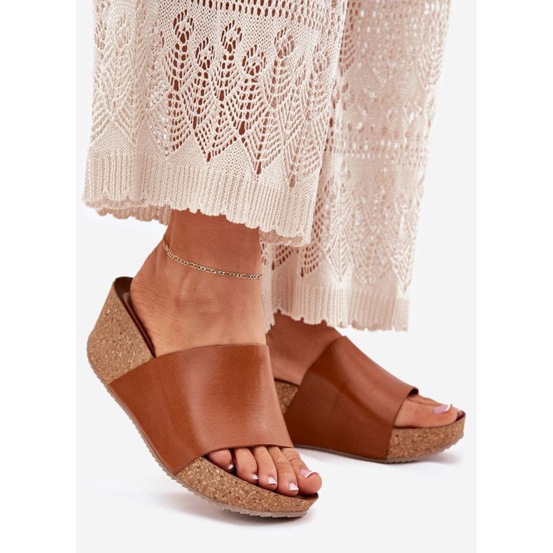 Zazoo 40291 nahkaiset naisten tossut korkin ruskealla kiilalla 1