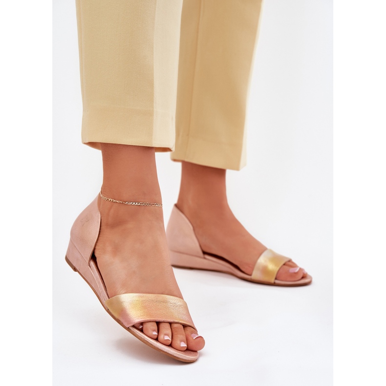 Maciejka-nahka sandaalit 01971-72 vaaleanpunainen kulta 2