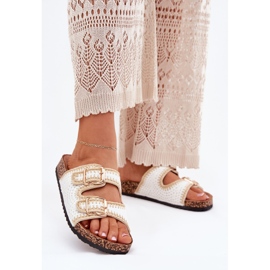 Virkkaus Naisten floppeja kultaisilla soljilla valkoiset soljet valkoinen 2