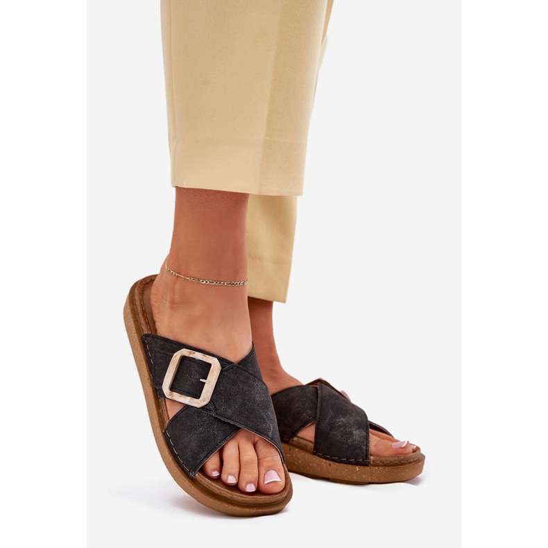 Naisten flip flops inblu ED000025 mustalla solkilla 1