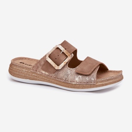 Naisten flip flops solki ja tarranauha inblu mk000013 ruskea 4