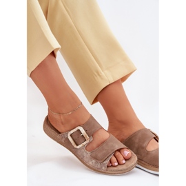 Naisten flip flops solki ja tarranauha inblu mk000013 ruskea 5