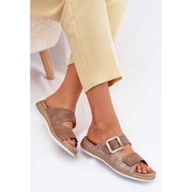 Naisten flip flops solki ja tarranauha inblu mk000013 ruskea 6