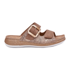 Naisten flip flops solki ja tarranauha inblu mk000013 ruskea 7