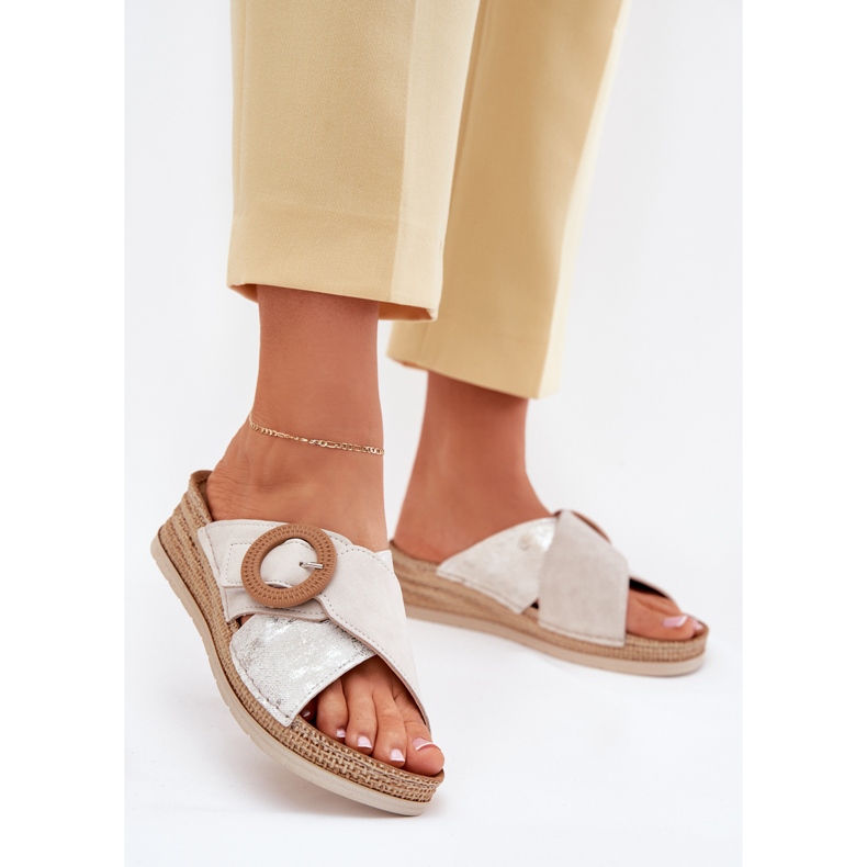 Naisten kiilat koristeellisella inblu RV000012 -puristimella beige 2