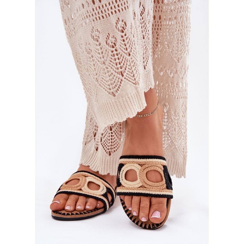 Virkkata naisten tasainen korkokengät musta 2