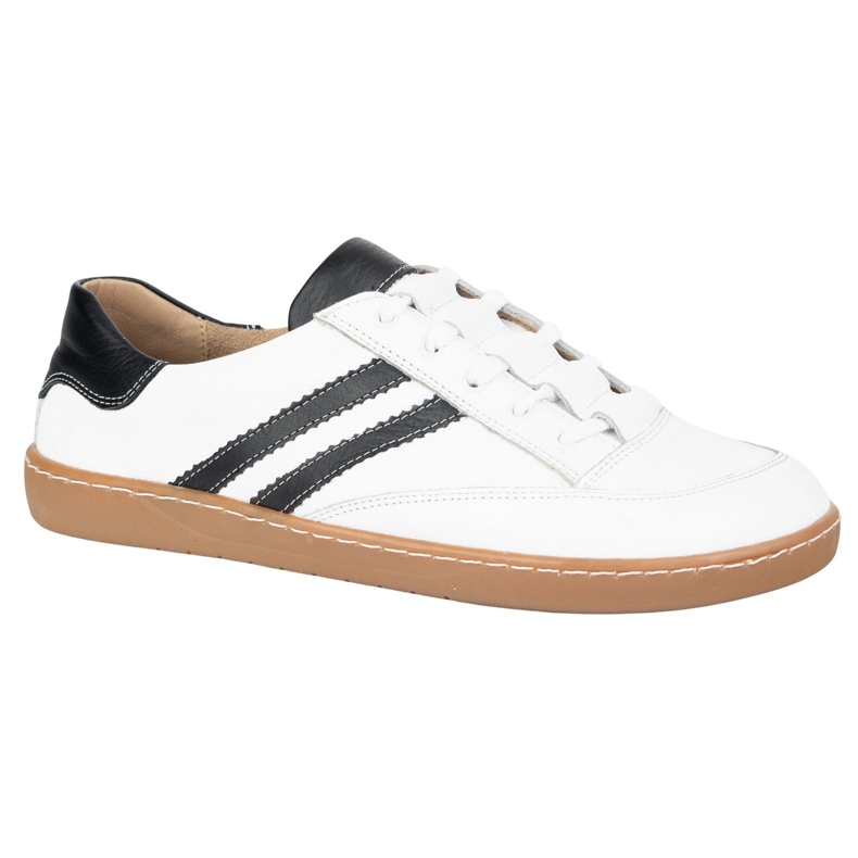 Sneakers paljain jaloin naisten Kaia Olivier White nahkakengät mustalla valkoinen 1