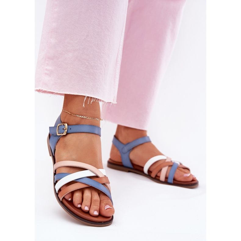 Naisten sandaalit Sergio Leone SK090H Blue nauhoilla sininen 2