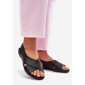 Zazoo 40407 Naisten mustat nahkaiset sandaalit 1