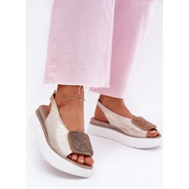 Zazoo 1786 Naisten nahka sandaalit lavalla koristeella, jonka kultainen pyyhkitty 2