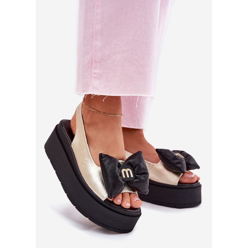 CheBello Naisten nahka sandaalit lavalla Chello 4641 -kultaa ja musta kultainen 1