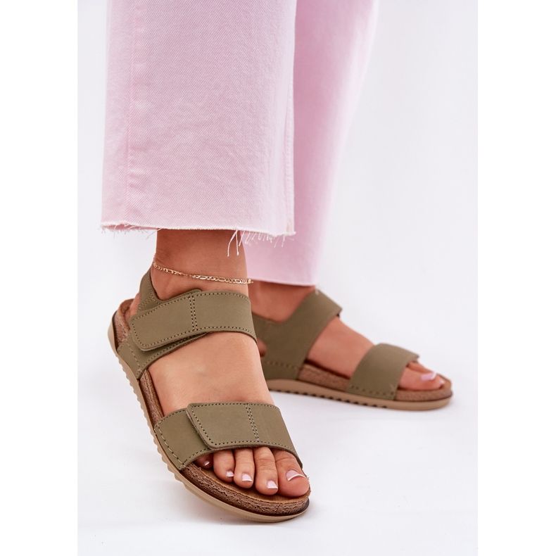 Naisten nahkaiset sandaalit inblu AA0001Ki Green vihreä 2