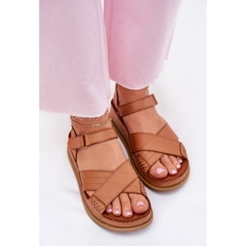 Naisten nahka sandaalit alustalla Maciejka L7064-04 Brown ruskea 5
