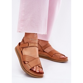 Naisten nahka sandaalit alustalla Maciejka L7064-04 Brown ruskea 2