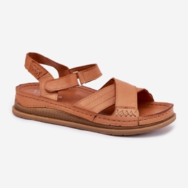 Naisten nahka sandaalit alustalla Maciejka L7064-04 Brown ruskea 4