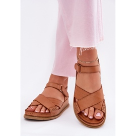 Naisten nahka sandaalit alustalla Maciejka L7064-04 Brown ruskea 3