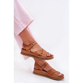 Naisten nahka sandaalit alustalla Maciejka L7064-04 Brown ruskea 6
