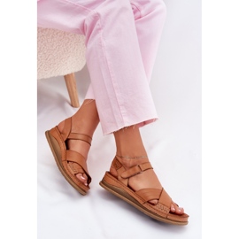 Naisten nahka sandaalit alustalla Maciejka L7064-04 Brown ruskea 7