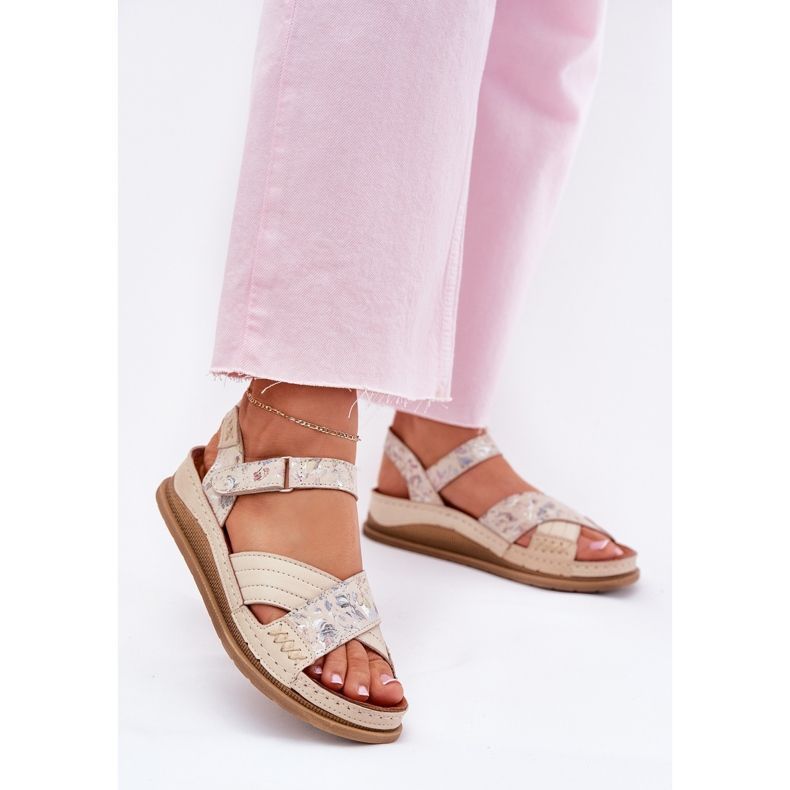 Naisten nahka sandaalit Maciejka L7064-37 ECRU -alustalla beige 2