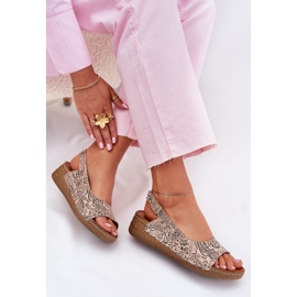 Naisten nahka sandaalit kiila Maciejka L7069-04 beige 7