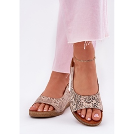 Naisten nahka sandaalit kiila Maciejka L7069-04 beige 4