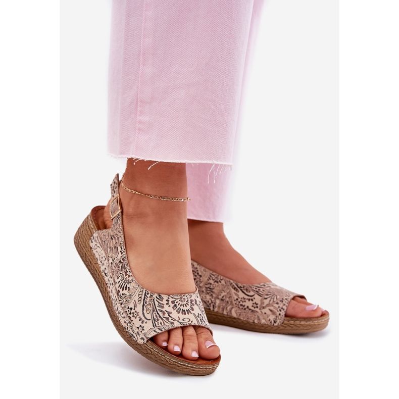 Naisten nahka sandaalit kiila Maciejka L7069-04 beige 1