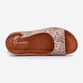 Naisten nahka sandaalit kiila Maciejka L7069-04 beige 2