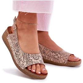 Naisten nahka sandaalit kiila Maciejka L7069-04 beige 9
