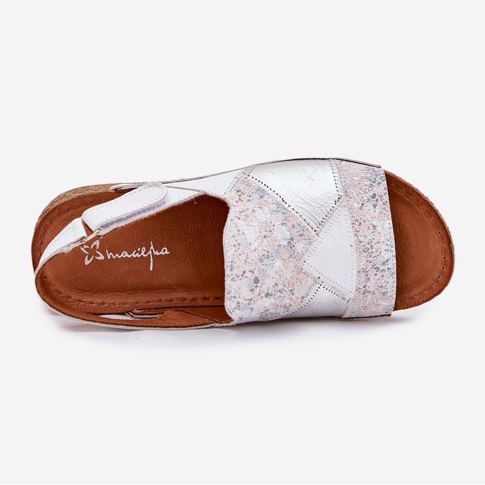 Naisten nahkaiset sandaalit kiilalla Maciejka Braid L7067-11 valkoinen 2