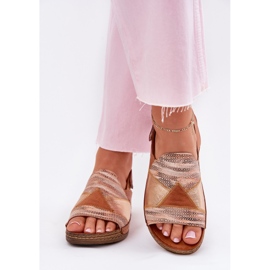 Naisten nahkaiset sandaalit kiilalla Maciejka Braid L7067-29 Brown ruskea 4