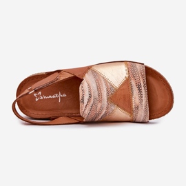 Naisten nahkaiset sandaalit kiilalla Maciejka Braid L7067-29 Brown ruskea 2