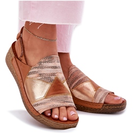 Naisten nahkaiset sandaalit kiilalla Maciejka Braid L7067-29 Brown ruskea 10