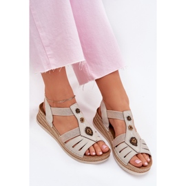 Naisten kiilan sandaalit inblu RV000015 -koristeilla beige 8