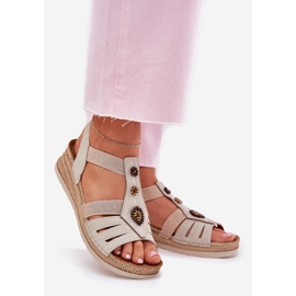 Naisten kiilan sandaalit inblu RV000015 -koristeilla beige 1