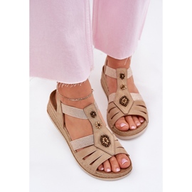 Naisten kiilan sandaalit, joissa on inblu RV000015 beige koristeet 6