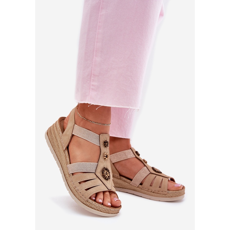 Naisten kiilan sandaalit, joissa on inblu RV000015 beige koristeet 1