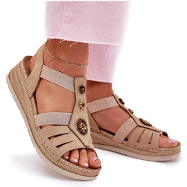 Naisten kiilan sandaalit, joissa on inblu RV000015 beige koristeet 10