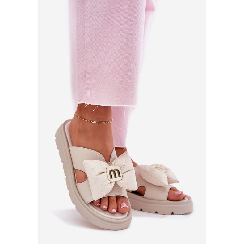 Naisten nahkainen flip flops lavalla Chebello 4647 beige 1